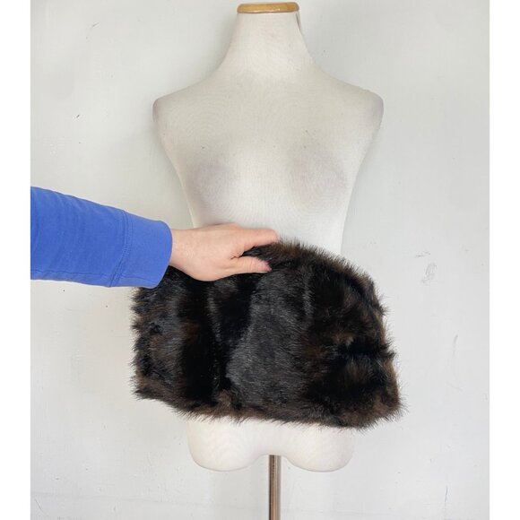 Vintage Fur Muff Winter Hand Warmer 1990s Brown Faux Fur Winter Accessory Women - Picture 4 of 4